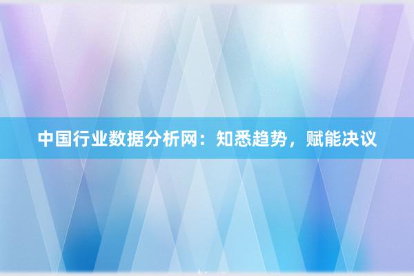 中国行业数据分析网：知悉趋势，赋能决议